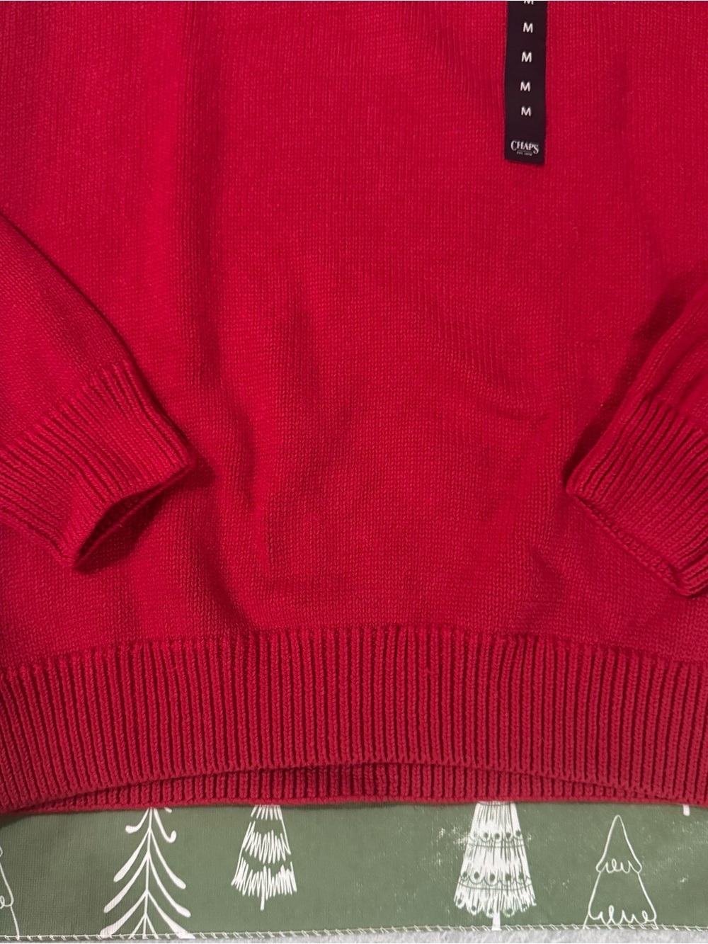 Chaps Men’s Red 100% Cotton Crewneck Sweater Embroidered Logo Medium NWT - Picture 10 of 16